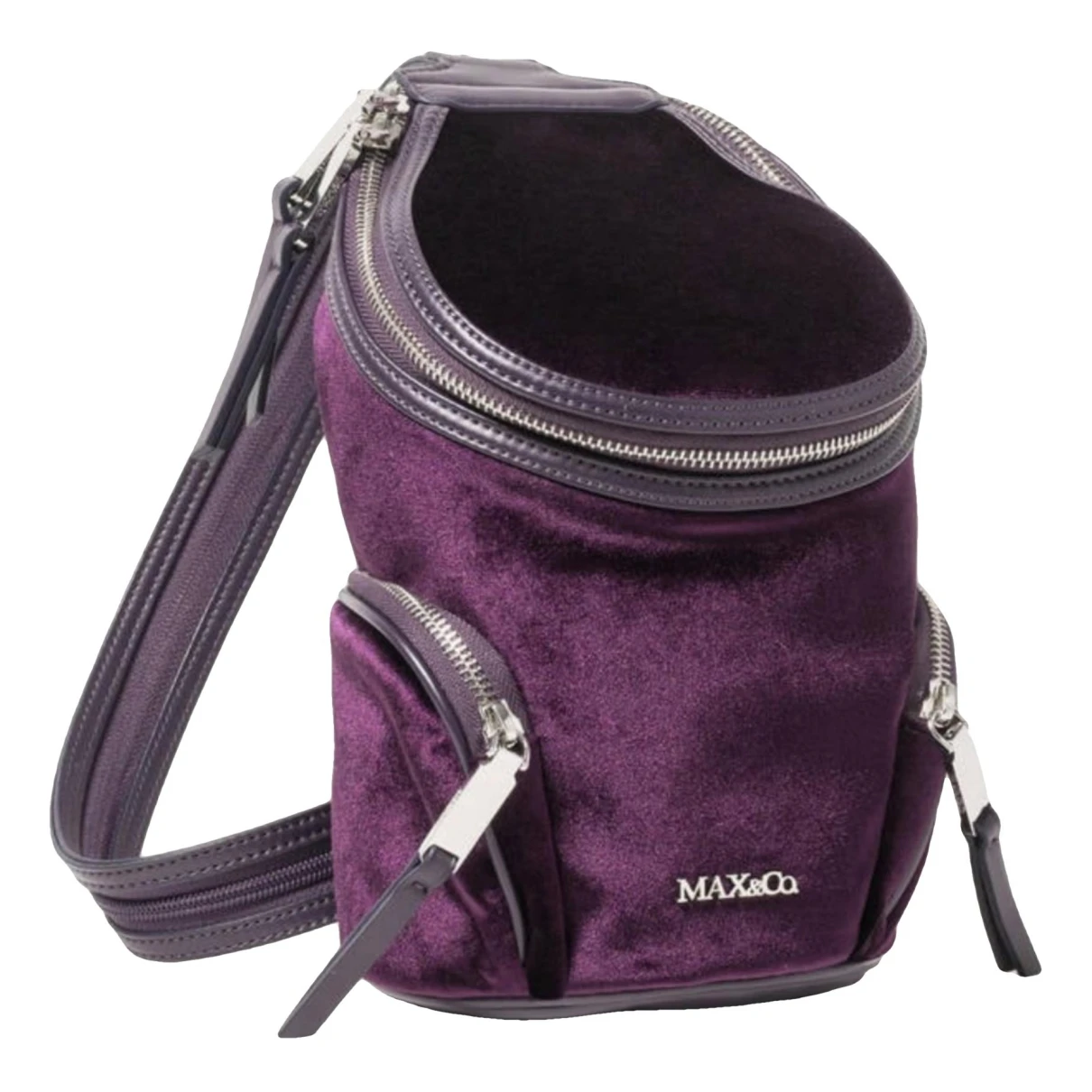 Pre-owned Max & Co Velvet Backpack In Purple