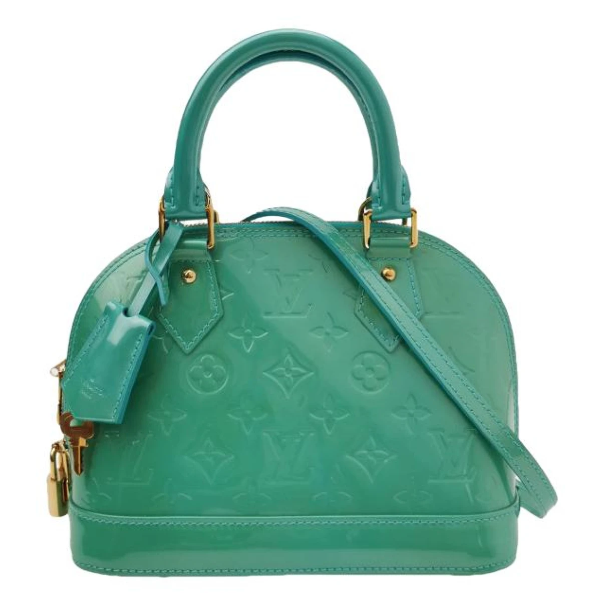 Pre-owned Louis Vuitton Alma Bb Patent Leather Crossbody Bag In Green