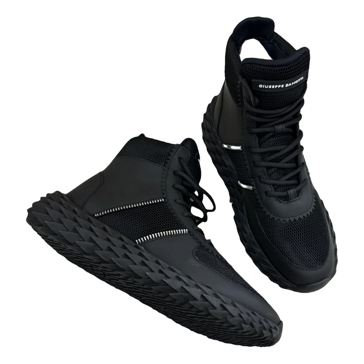 Pre-owned Giuseppe Zanotti Urchin Leather High Trainers In Black