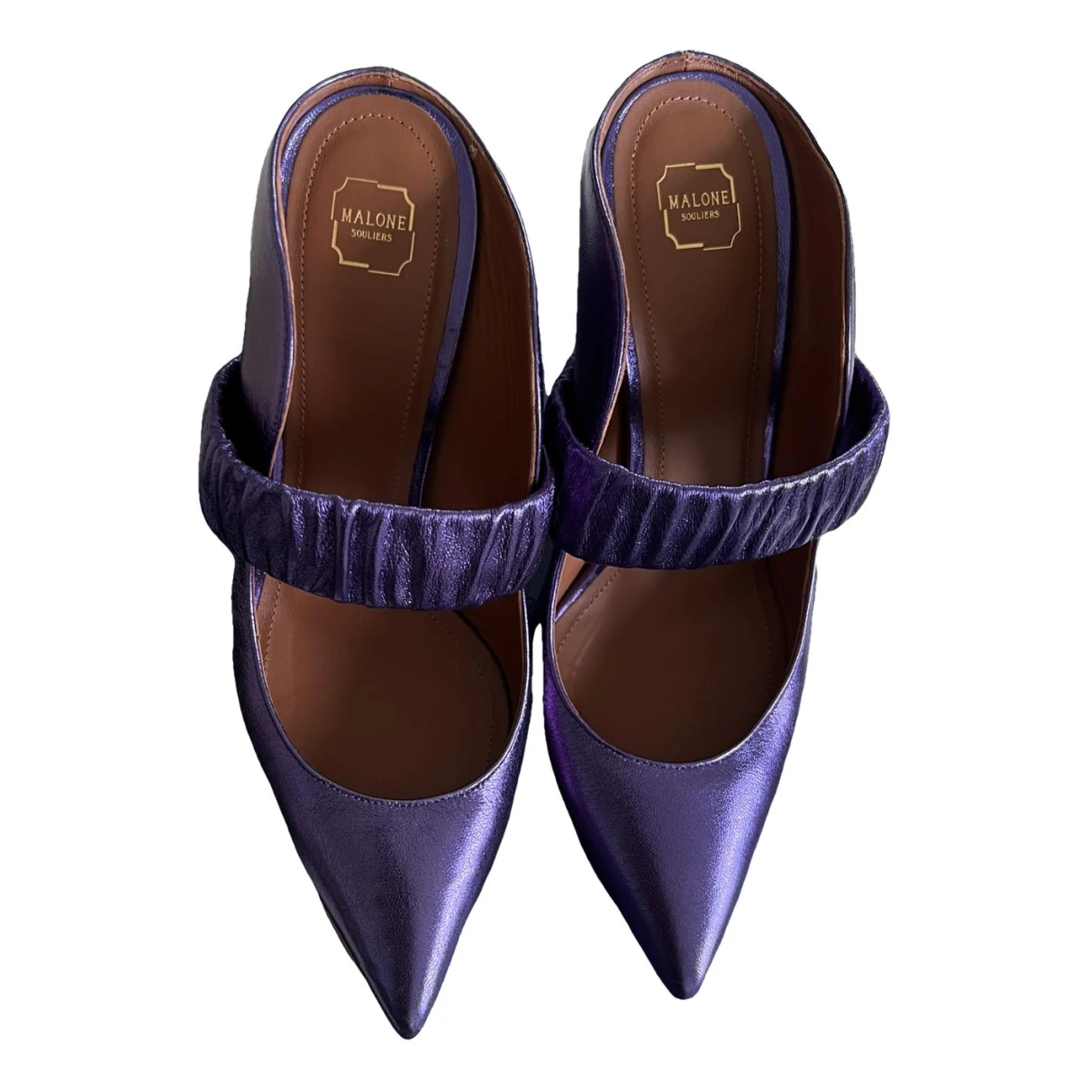 Pre-owned Malone Souliers Leather Mules In Purple