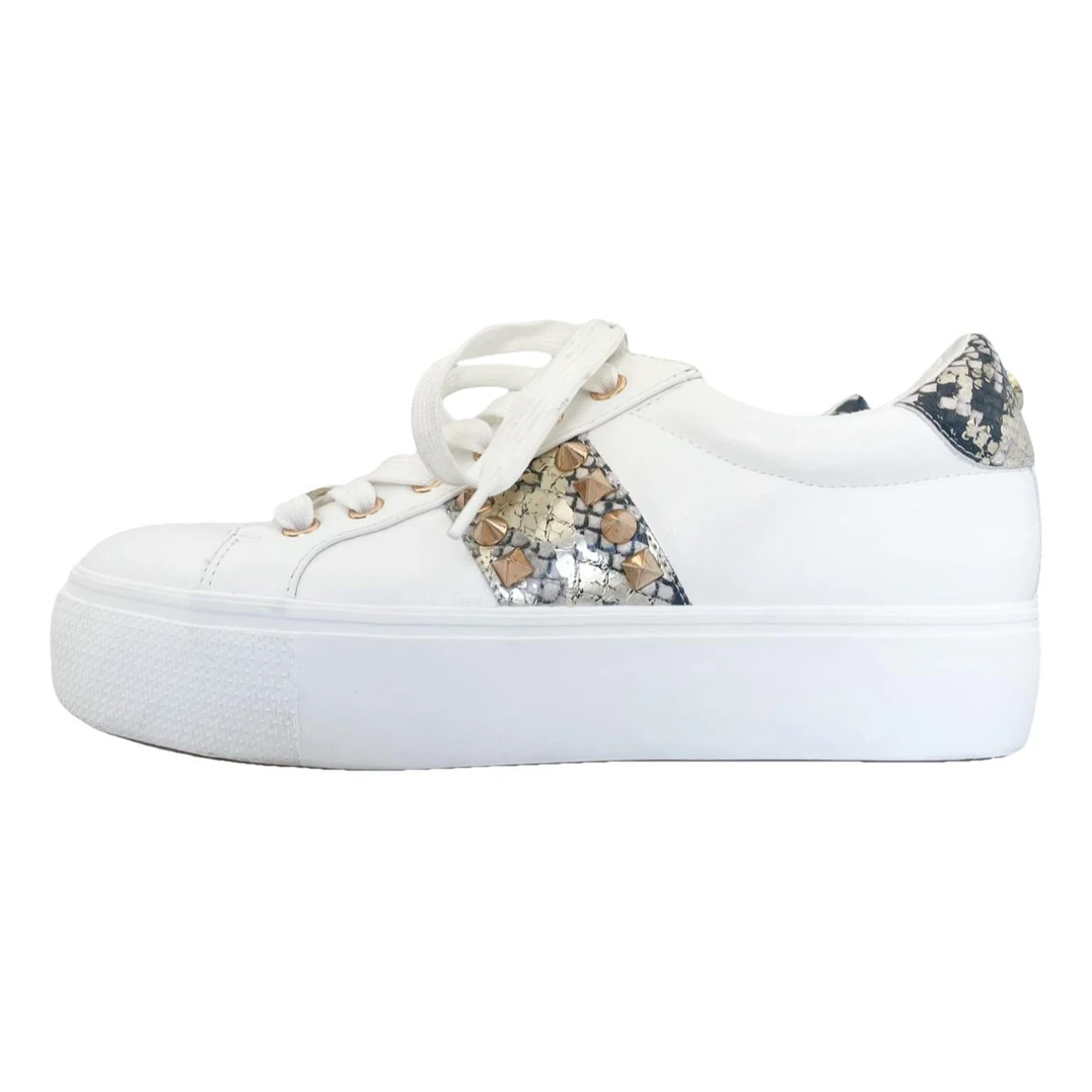Pre-owned Steve Madden Vegan Leather Trainers In White