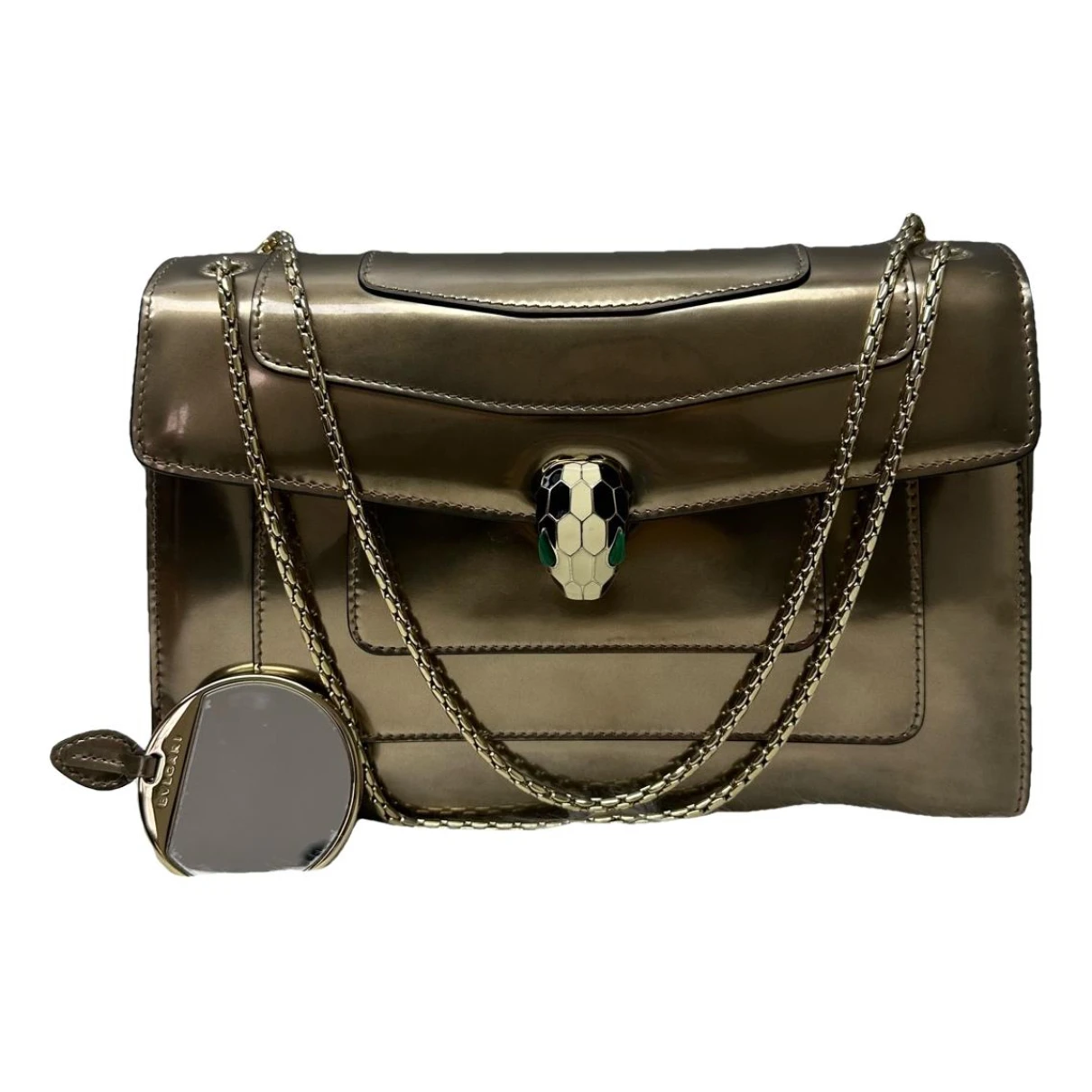 Pre-owned Bvlgari Serpenti Patent Leather Handbag In Gold