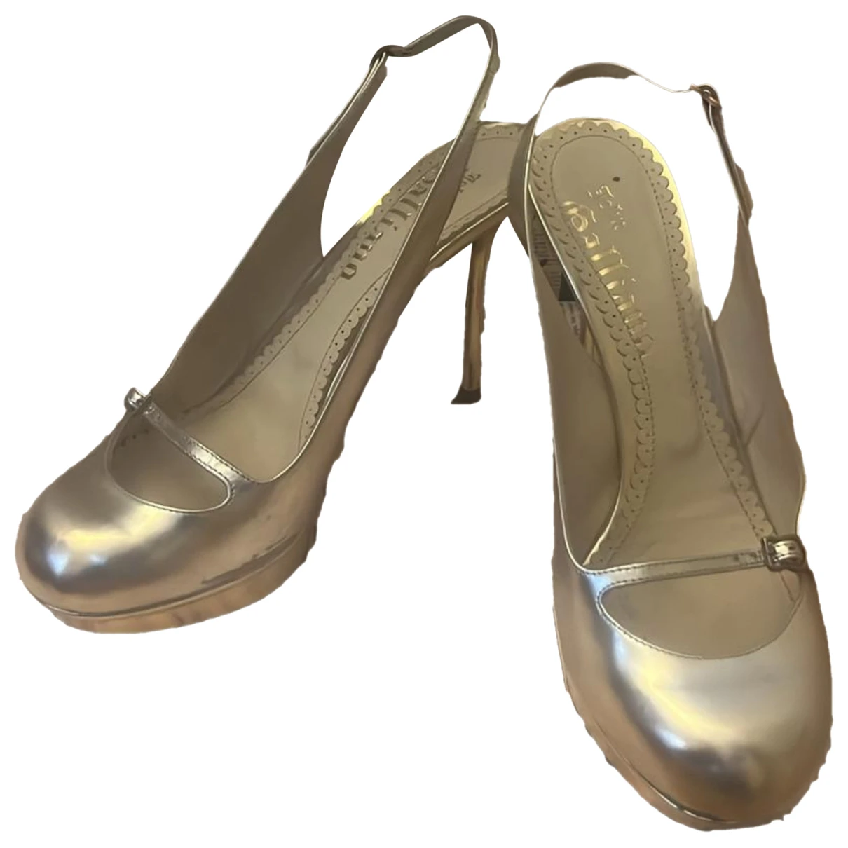 Pre-owned John Galliano Patent Leather Sandals In Metallic