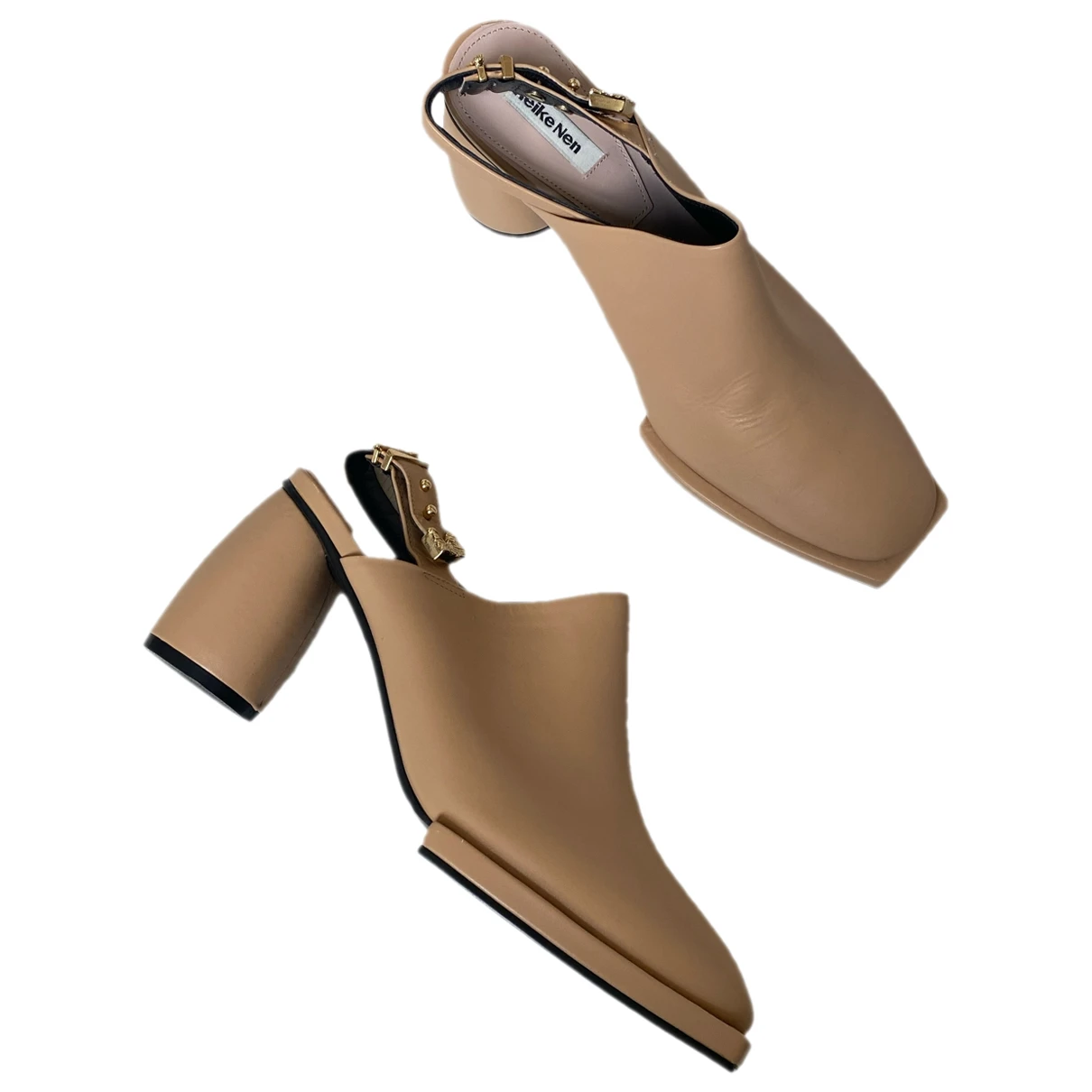 Pre-owned Reike Nen Leather Mules & Clogs In Beige