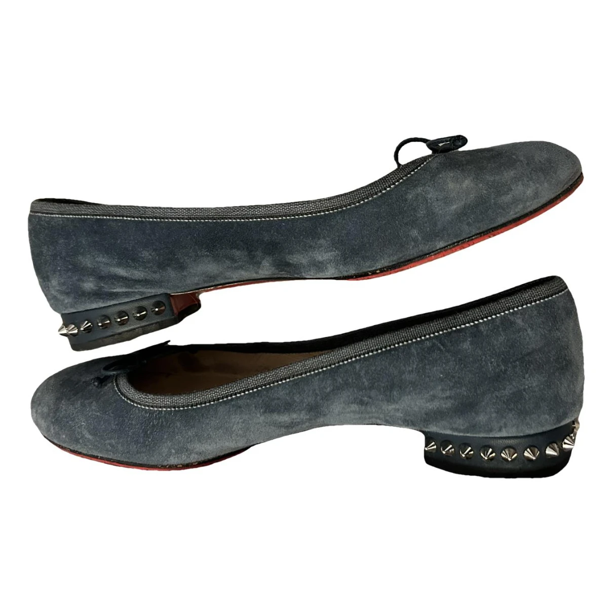 Pre-owned Christian Louboutin Leather Ballet Flats In Blue