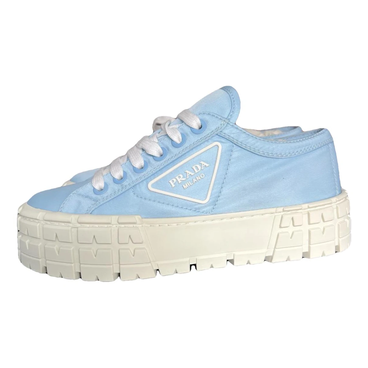 Pre-owned Prada Double Wheel Cloth Trainers In Blue