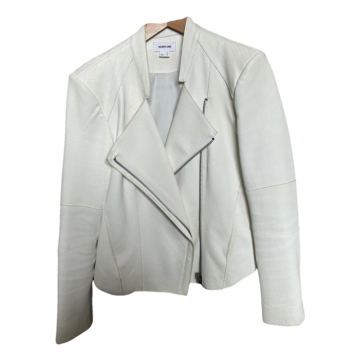 Pre-owned Helmut Lang Leather Biker Jacket In White