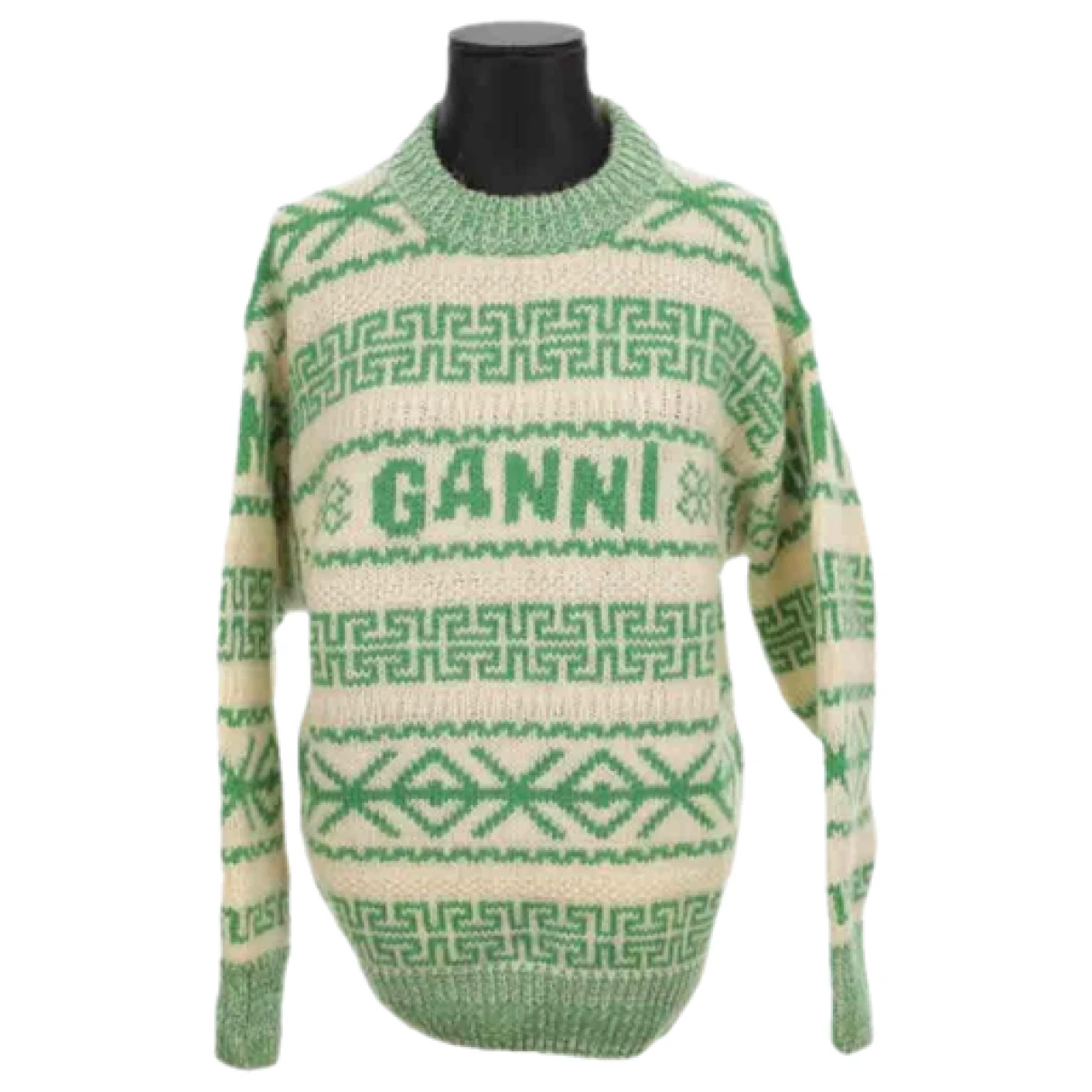 Pre-owned Ganni Wool Jumper In Green