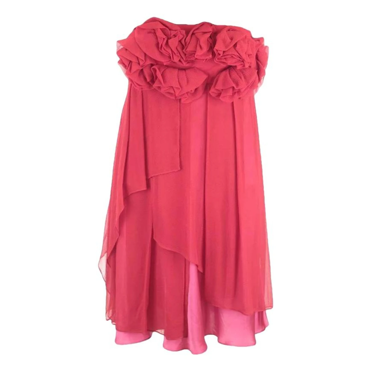 Pre-owned Tara Jarmon Silk Mini Dress In Red
