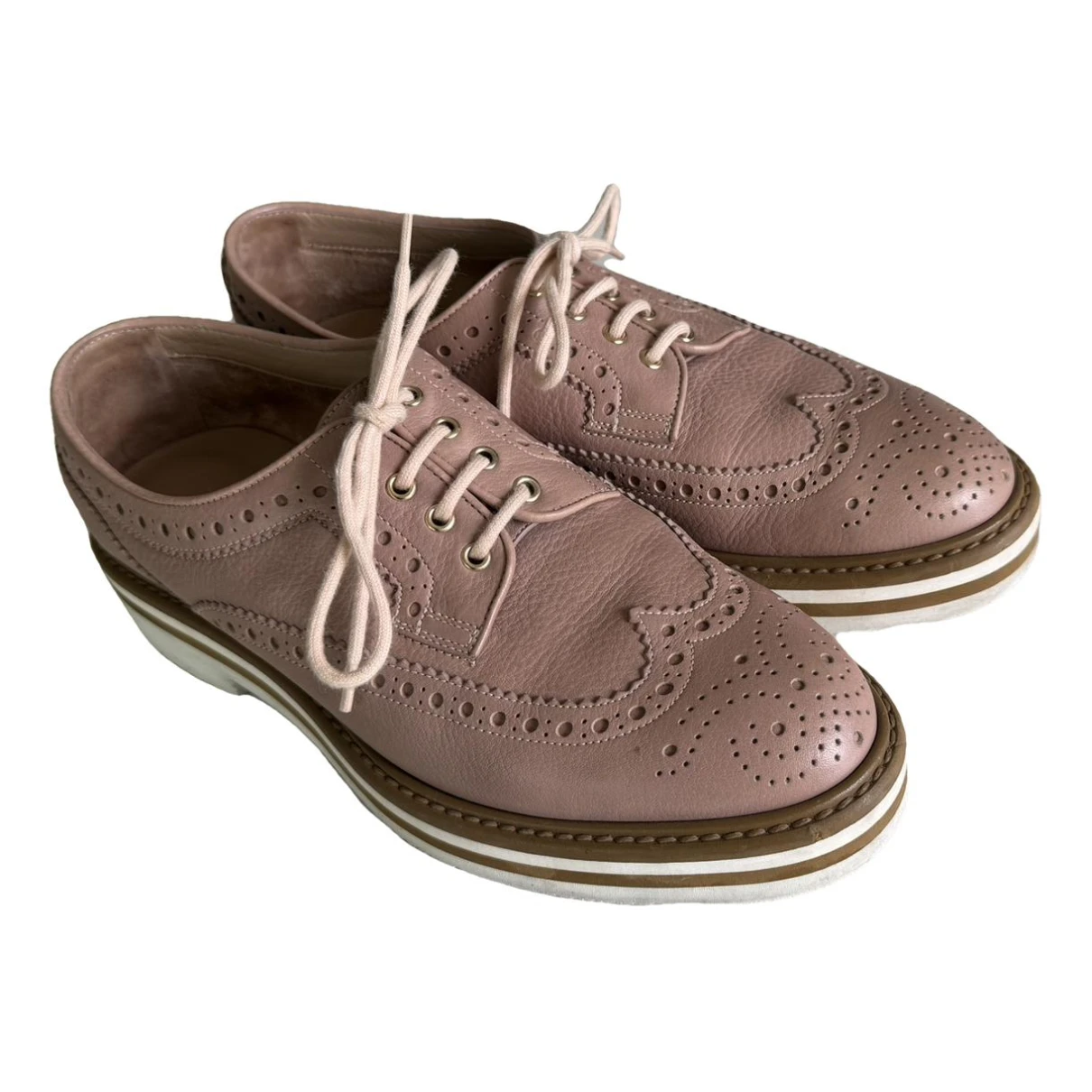 Pre-owned Santoni Leather Lace Ups In Pink