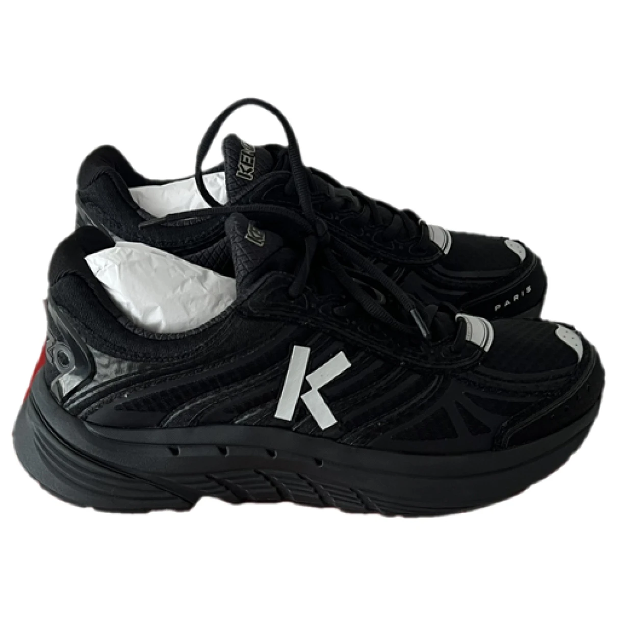 Pre-owned Kenzo Cloth Low Trainers In Black