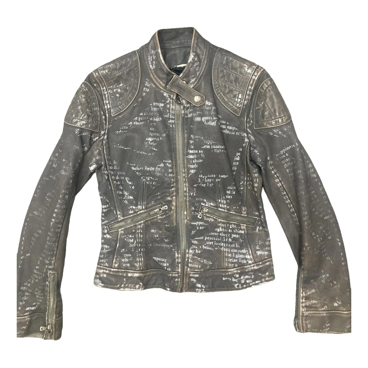 Pre-owned Dolce & Gabbana Leather Biker Jacket In Grey