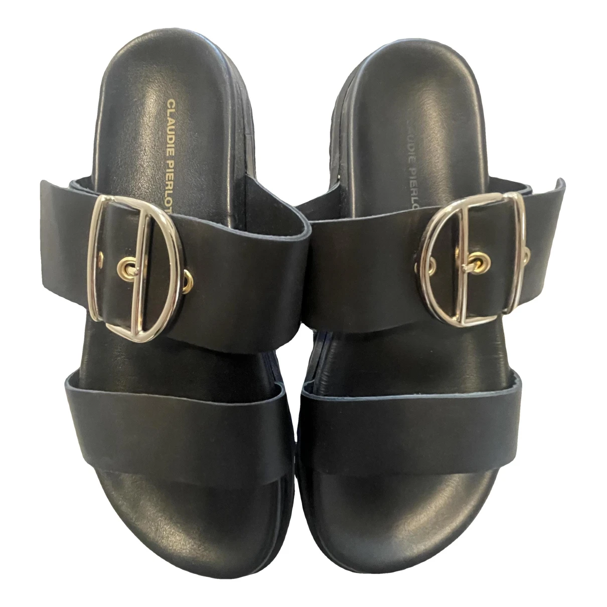 Pre-owned Claudie Pierlot Leather Sandal In Black