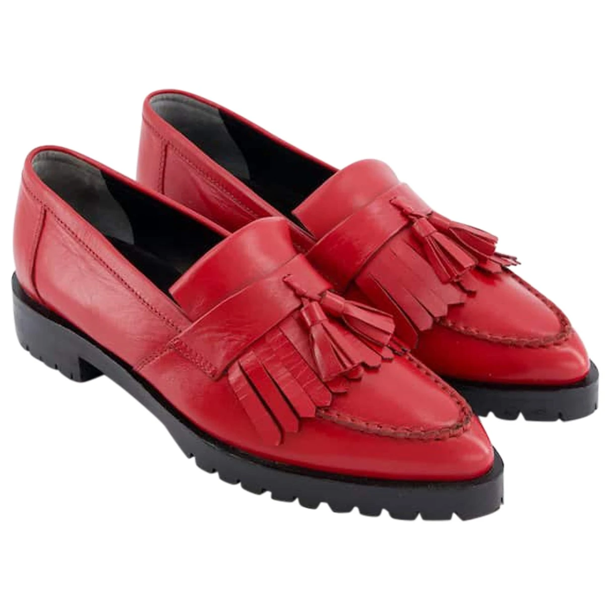 Pre-owned Mr Leather Flats In Red