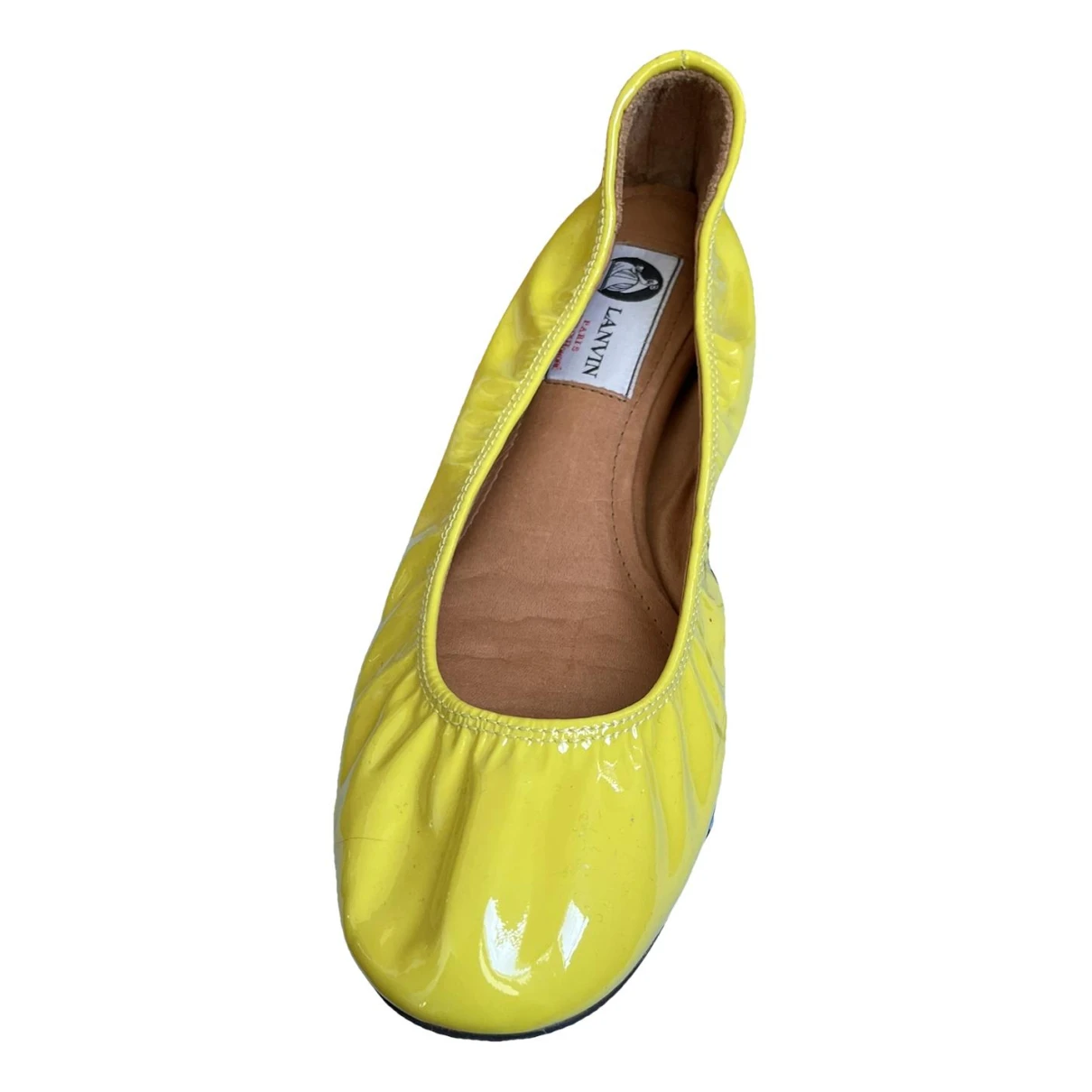 Pre-owned Lanvin Patent Leather Ballet Flats In Yellow