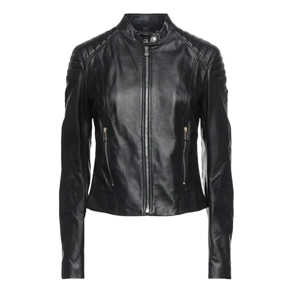 Pre-owned Belstaff Leather Short Vest In Black