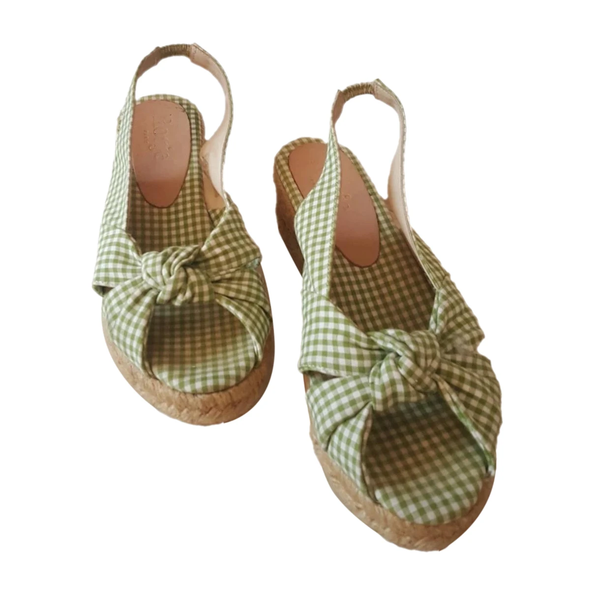 Pre-owned Rouje Saskia Cloth Espadrilles In Green