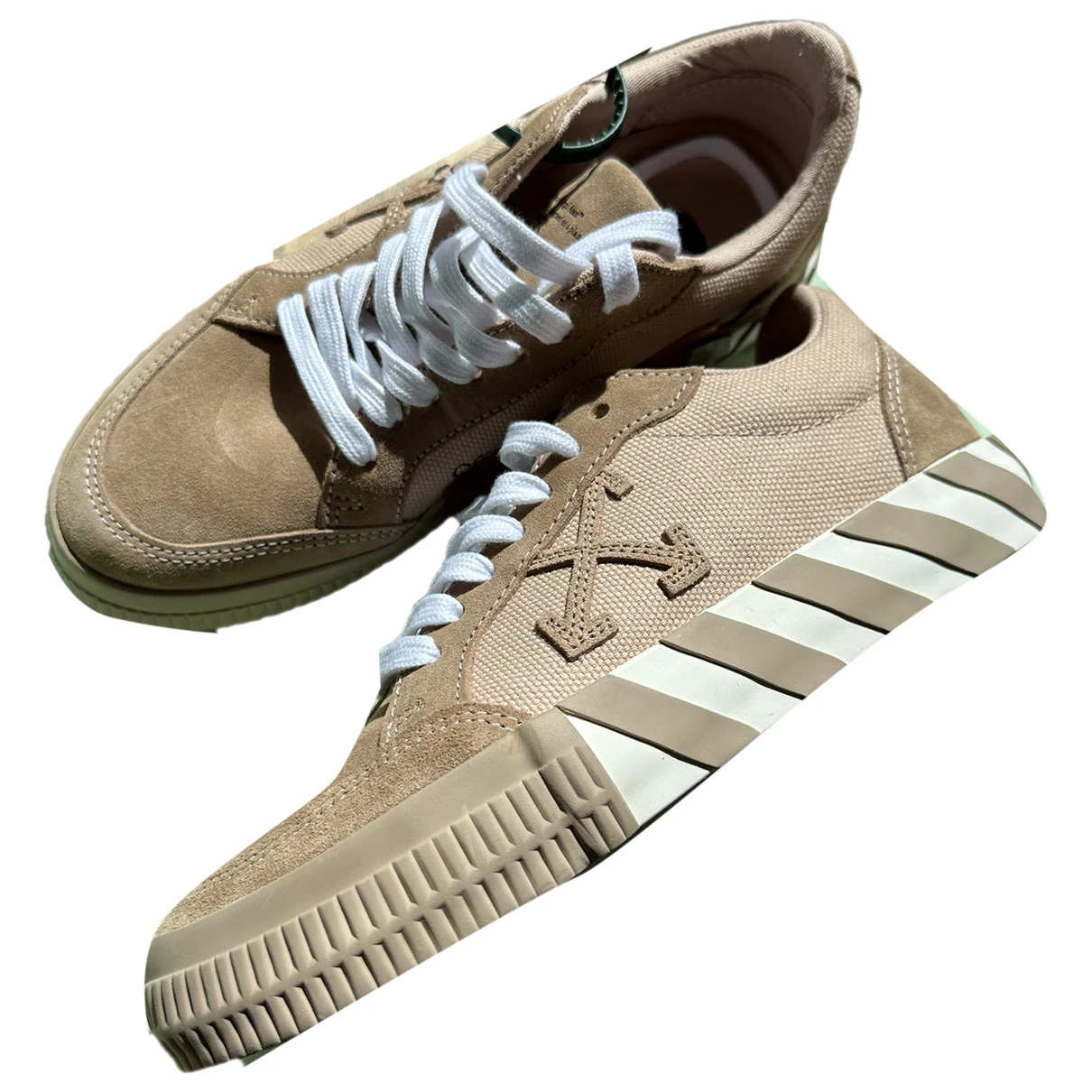 Pre-owned Off-white Vulcalized Trainers In Beige