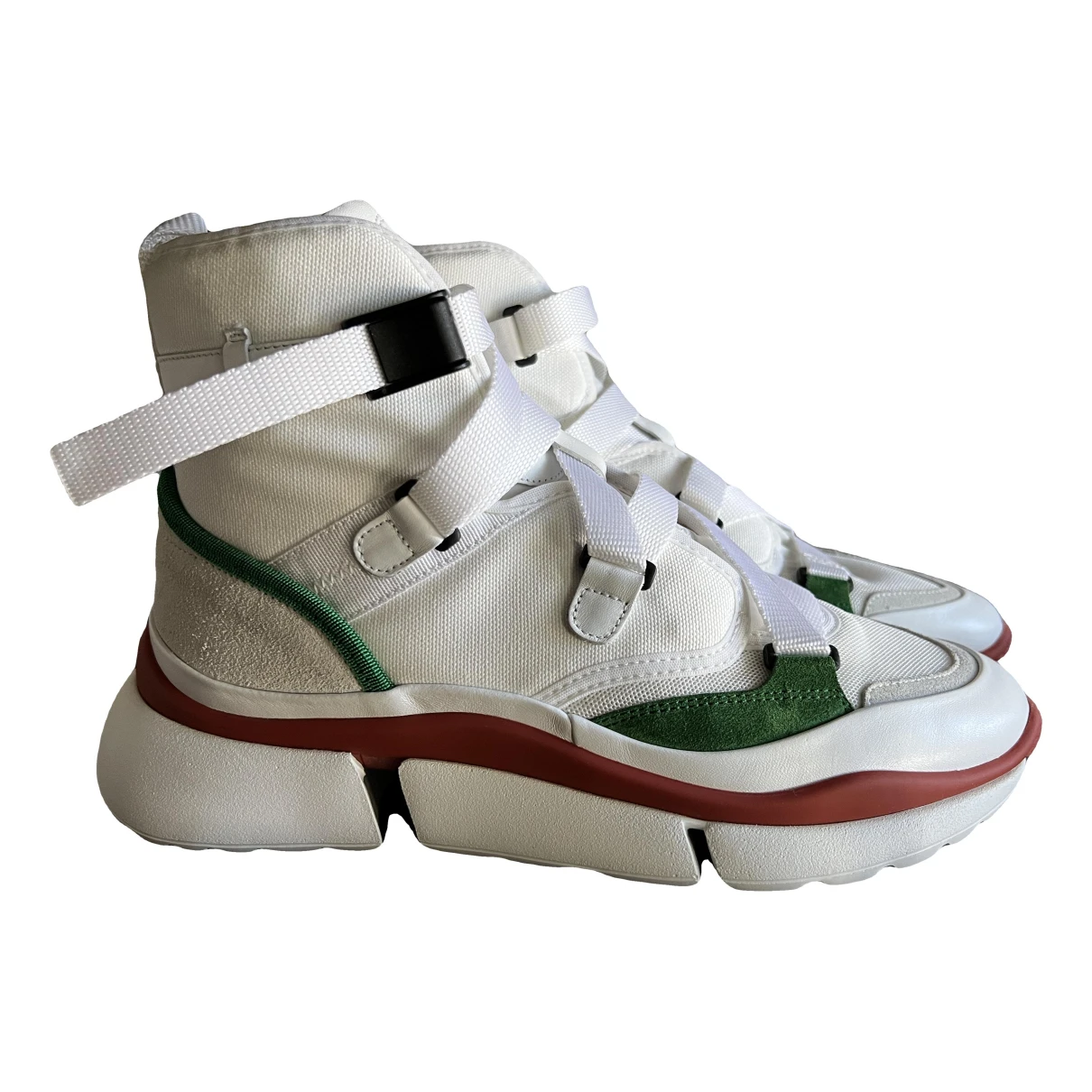 Pre-owned Chloé Sonnie Cloth Trainers In White