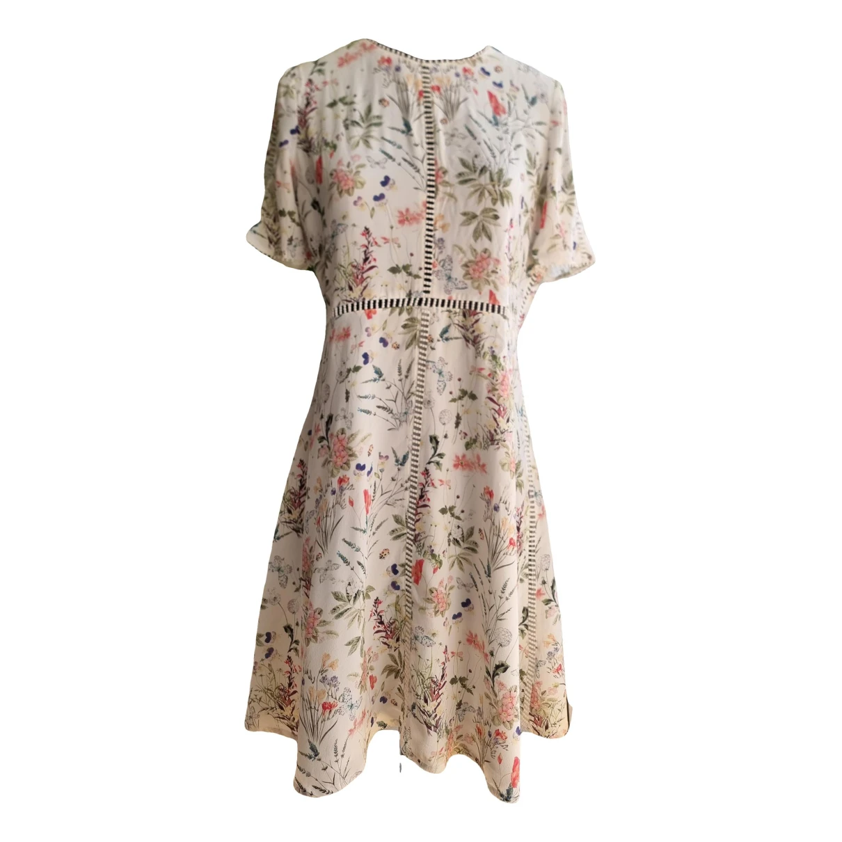 Pre-owned The Kooples Spring Summer 2020 Silk Mini Dress In Ecru