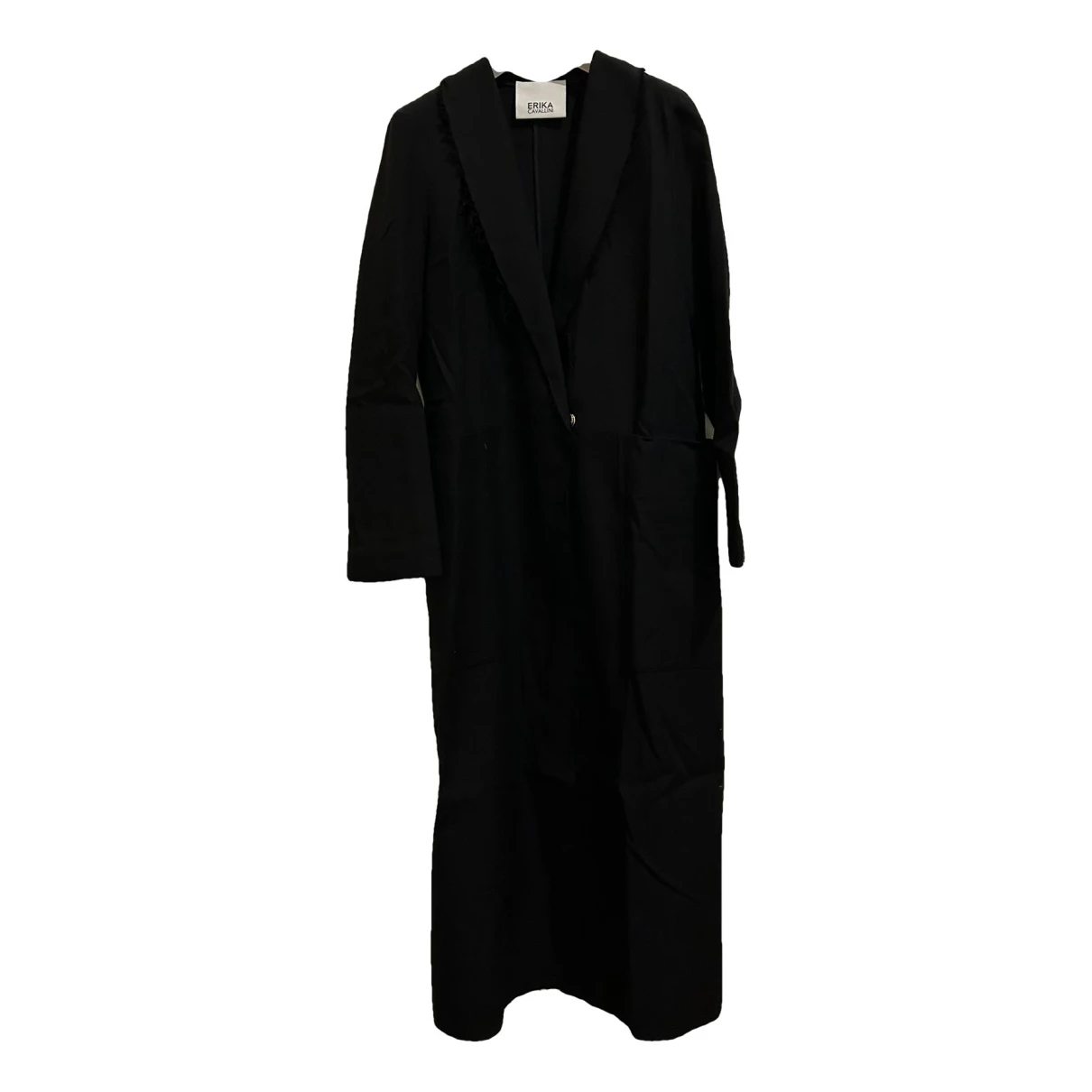Pre-owned Erika Cavallini Wool Coat In Black