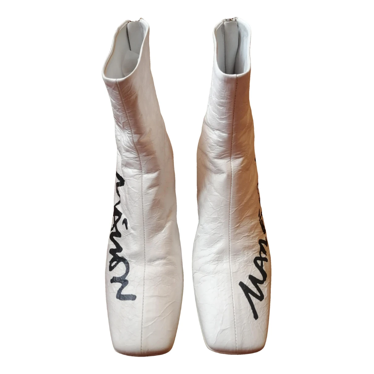 Pre-owned Mm6 Maison Margiela Leather Boots In White