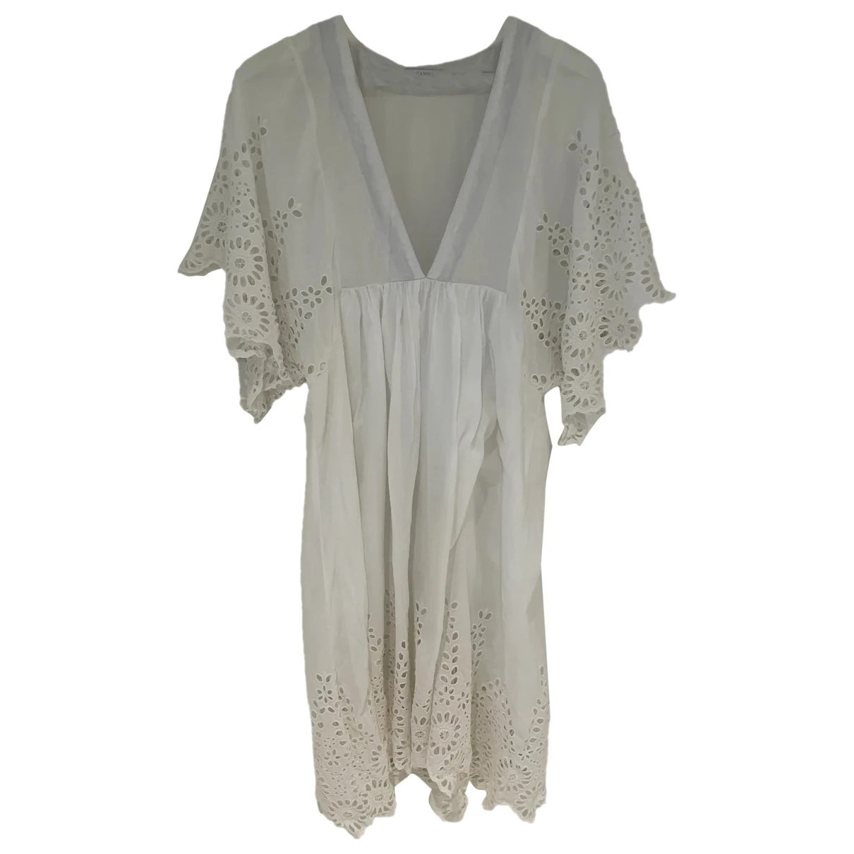 Pre-owned Ganni Dress In White
