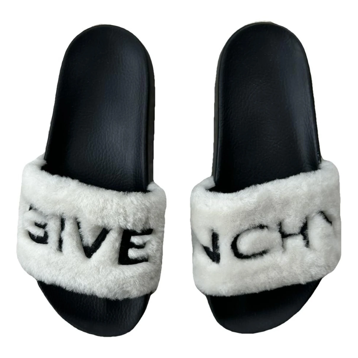 Pre-owned Givenchy Faux Fur Sandals In White