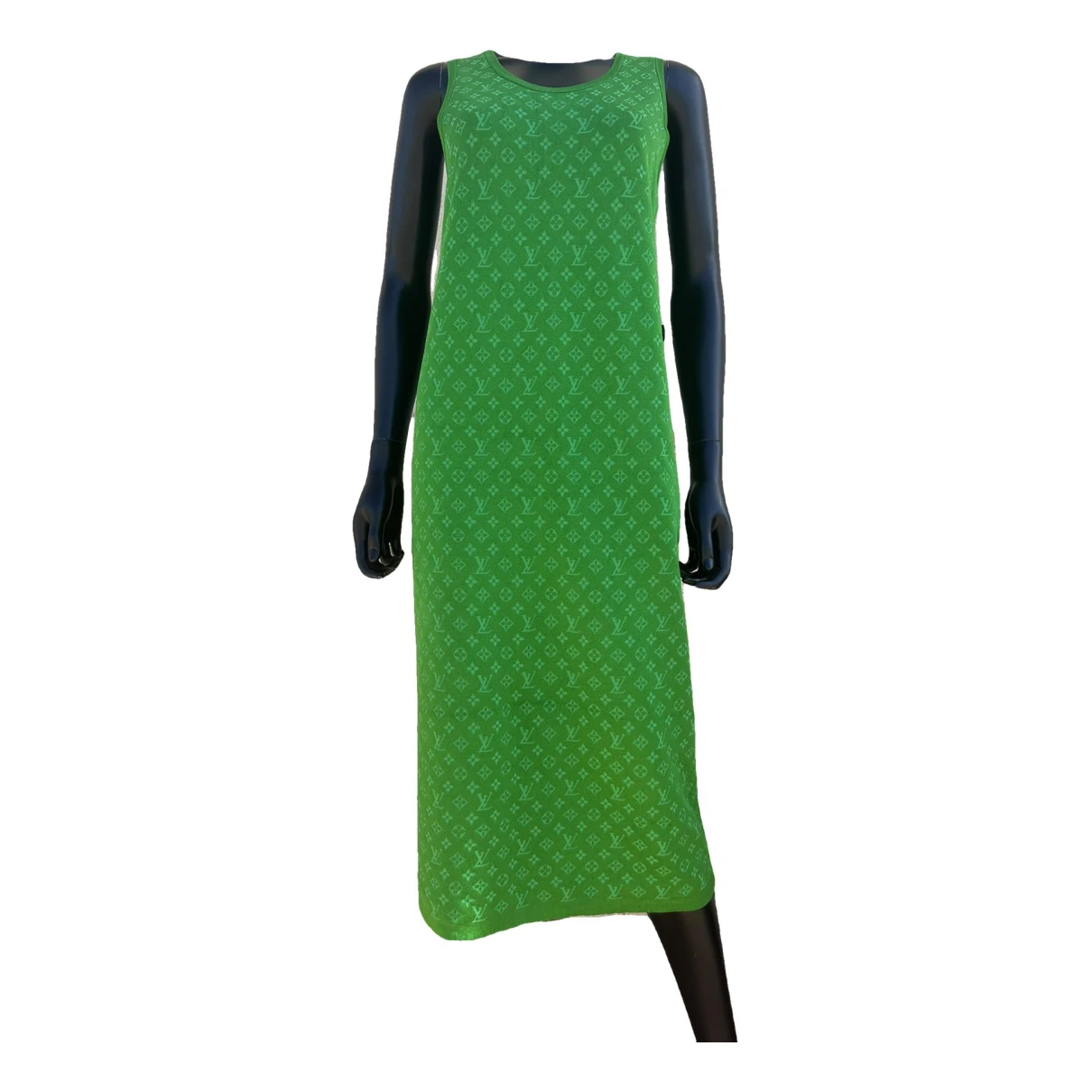 Pre-owned Louis Vuitton Silk Mid-length Dress In Green
