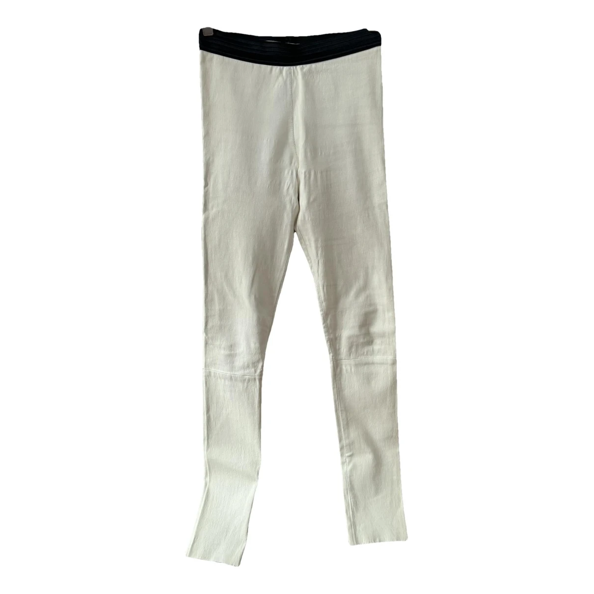 Pre-owned Drome Leather Slim Pants In White