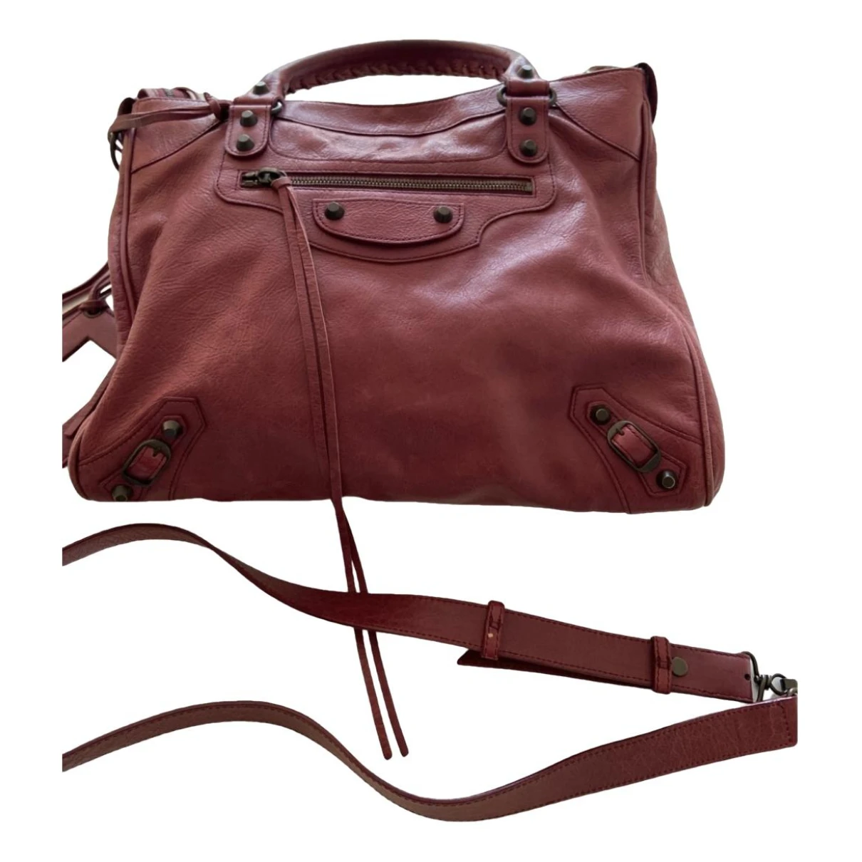 Pre-owned Balenciaga Leather Handbag In Burgundy