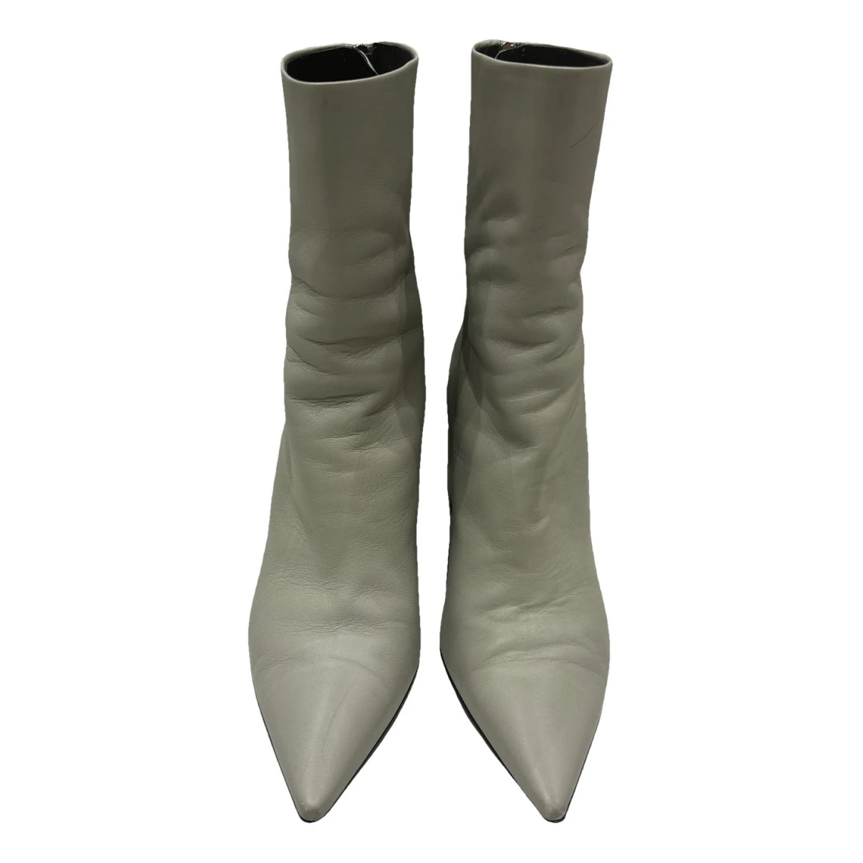 Pre-owned Off-white Leather Boots In Grey