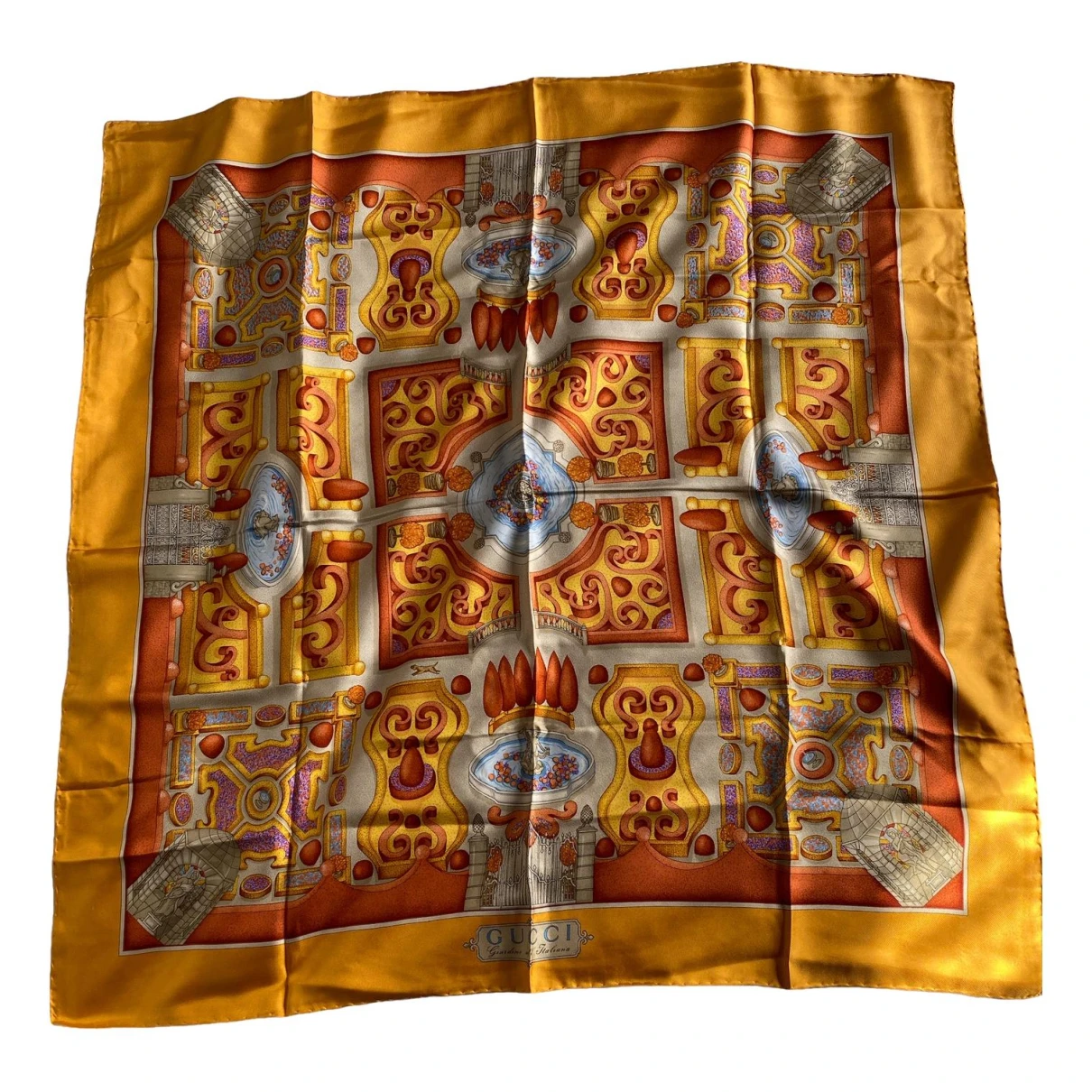 Pre-owned Gucci Silk Scarf In Yellow
