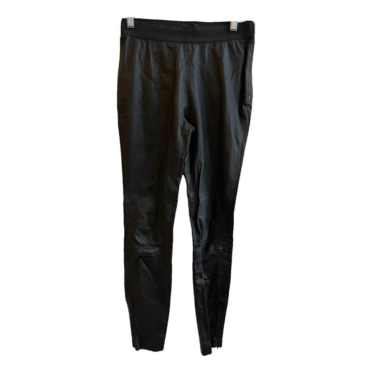 Pre-owned Reiss Leather Slim Pants In Black
