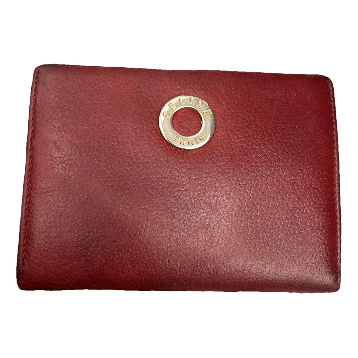 Pre-owned Celine Leather Purse In Burgundy
