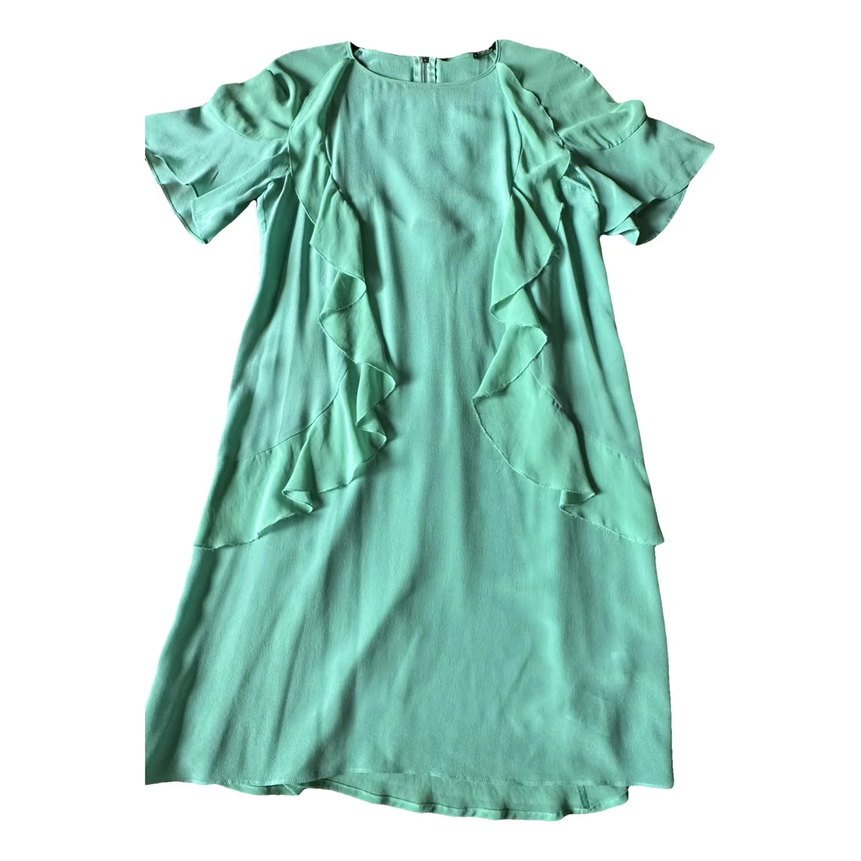 Pre-owned Pinko Silk Mid-length Dress In Green