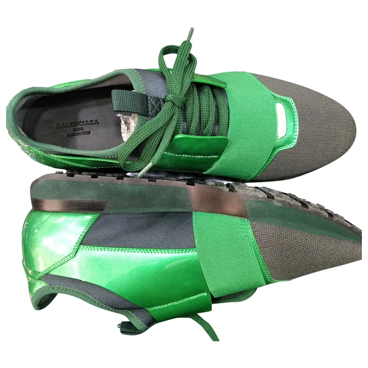 Pre-owned Balenciaga Race Trainers In Green