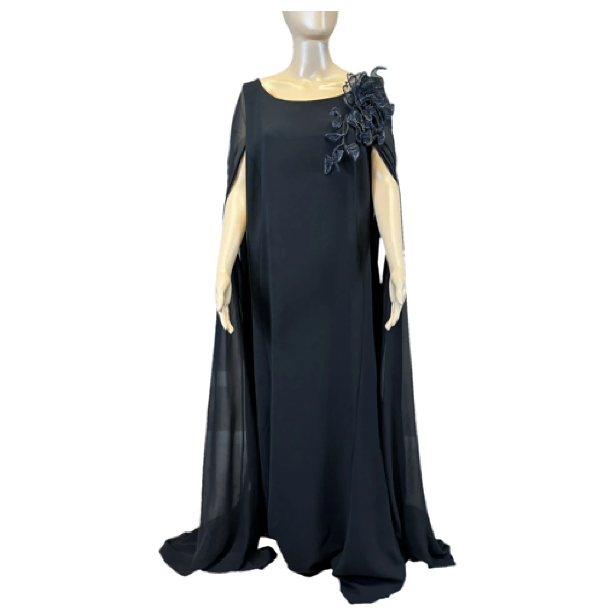Pre-owned Marina Rinaldi Silk Maxi Dress In Black
