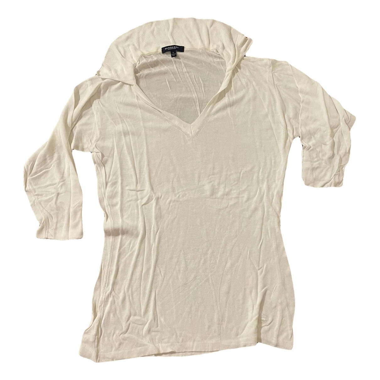 Pre-owned Burberry Silk T-shirt In White
