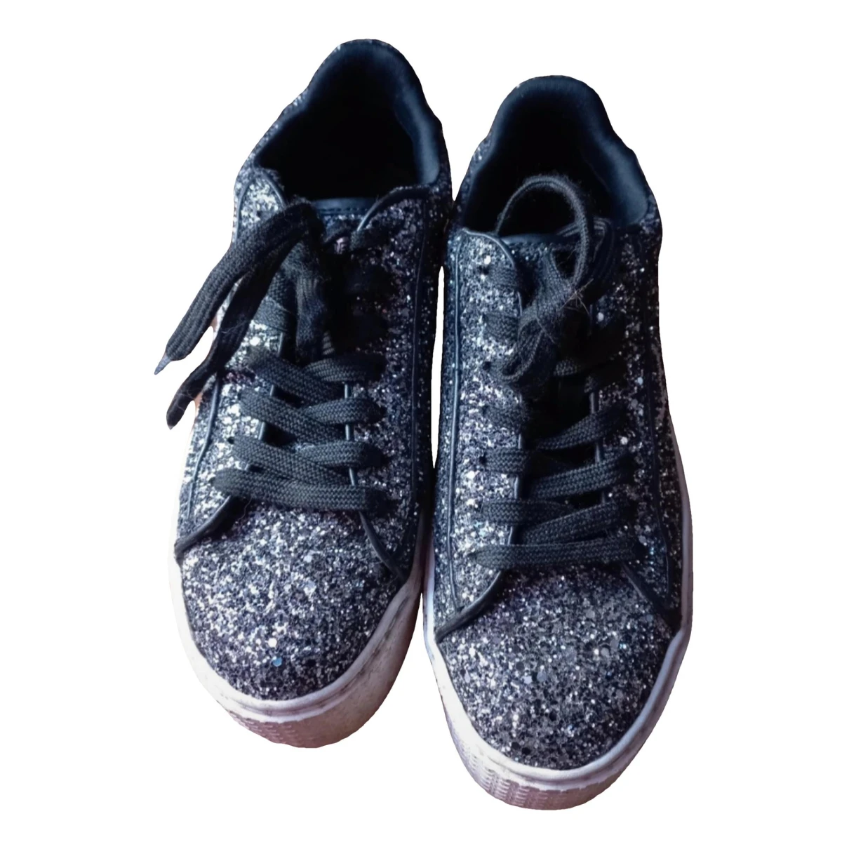 Pre-owned Windsor Smith Glitter Trainers In Silver
