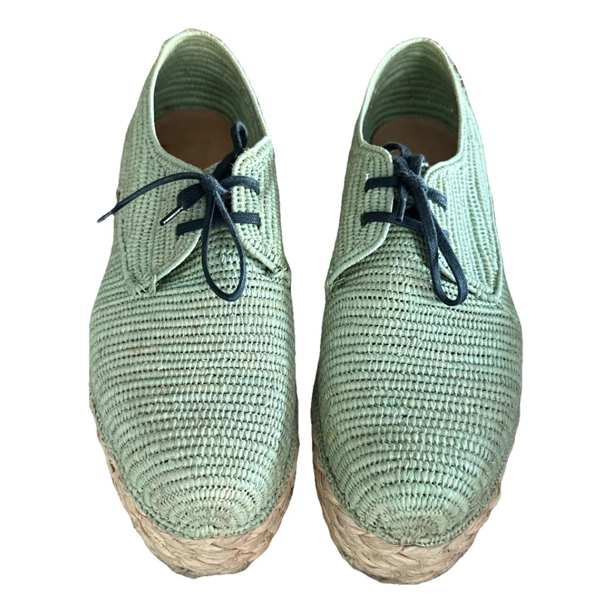 Pre-owned Robert Clergerie Cloth Espadrilles In Green