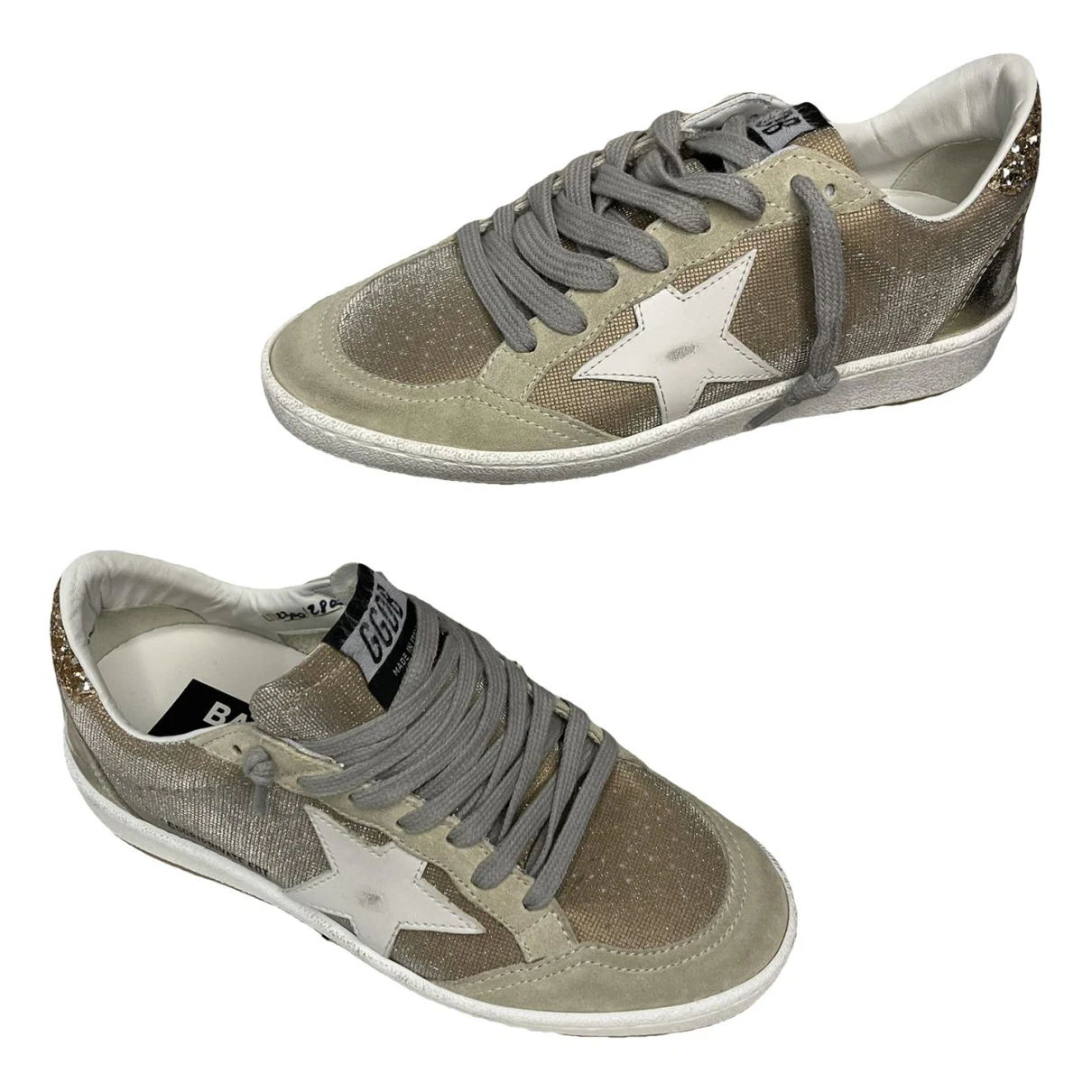 Pre-owned Golden Goose Ball Star Leather Trainers In Gold