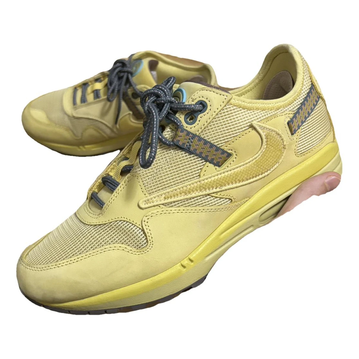 Pre-owned Nike X Travis Scott Leather Low Trainers In Yellow