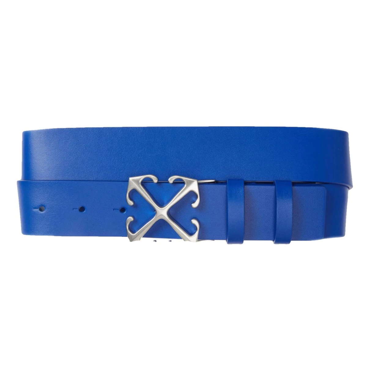 Pre-owned Off-white Leather Belt In Blue