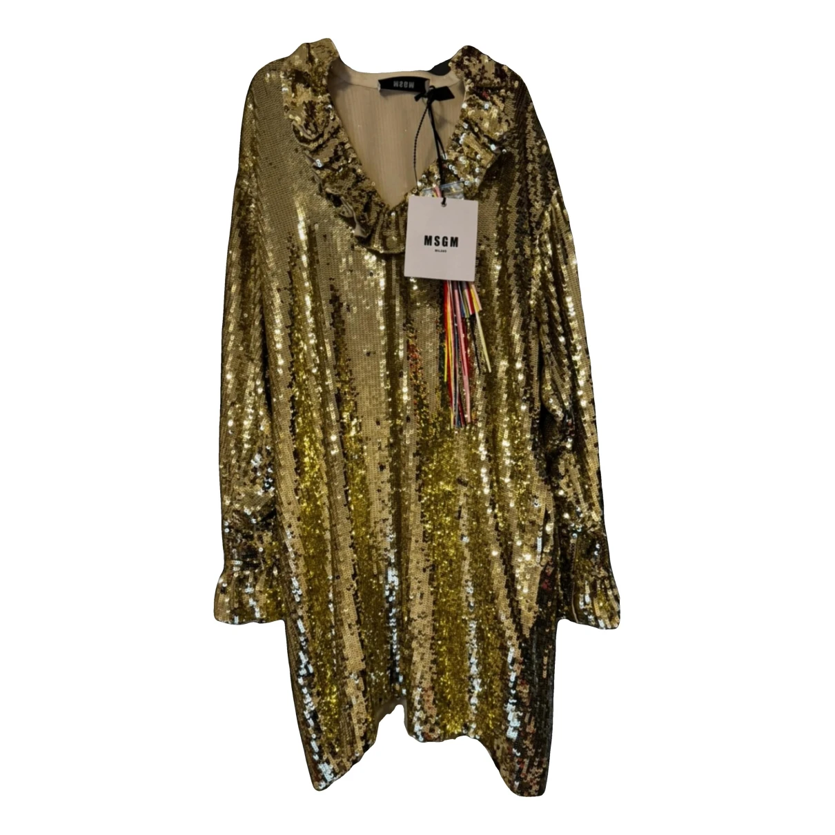 Pre-owned Msgm Mid-length Dress In Gold