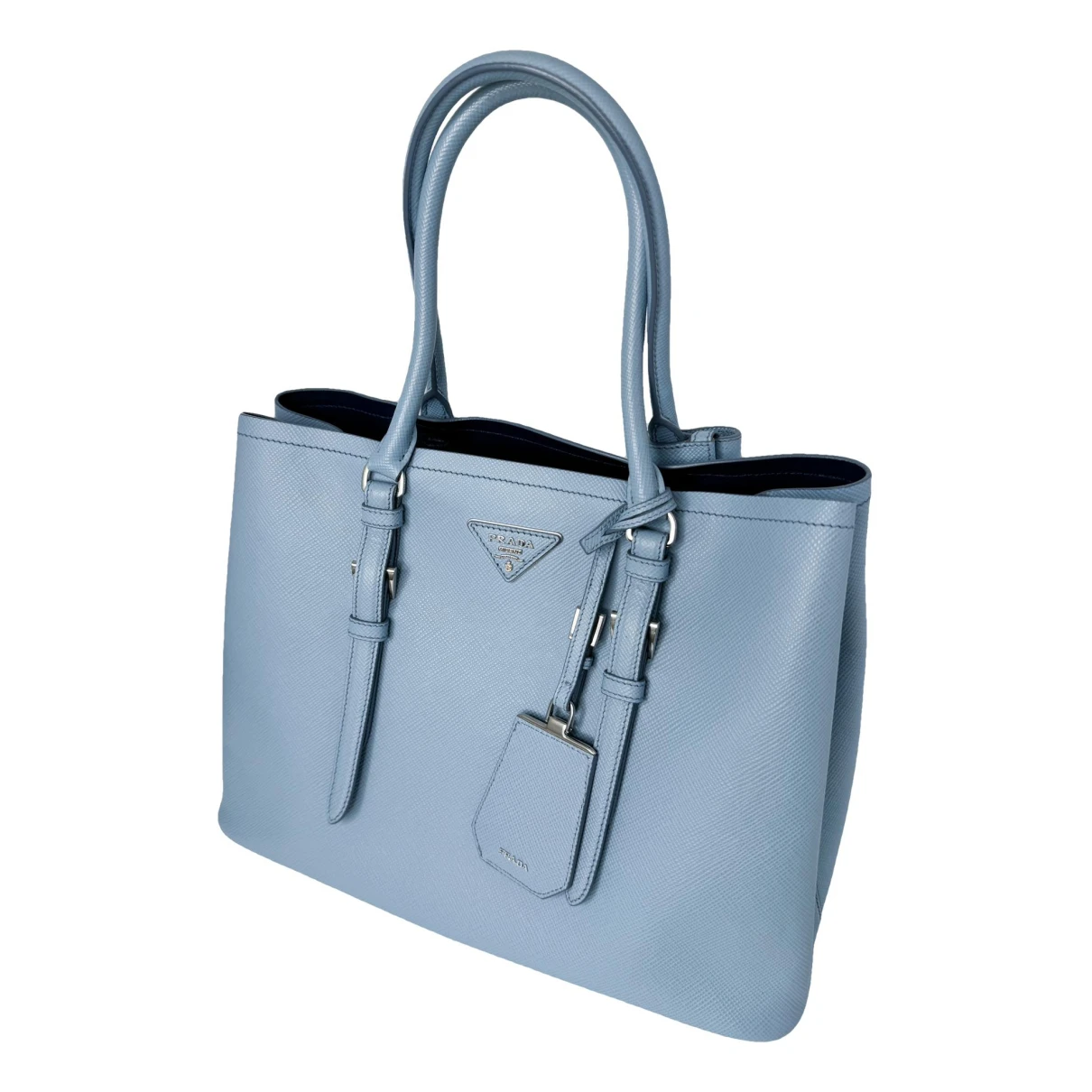 Pre-owned Prada Galleria Leather Handbag In Blue