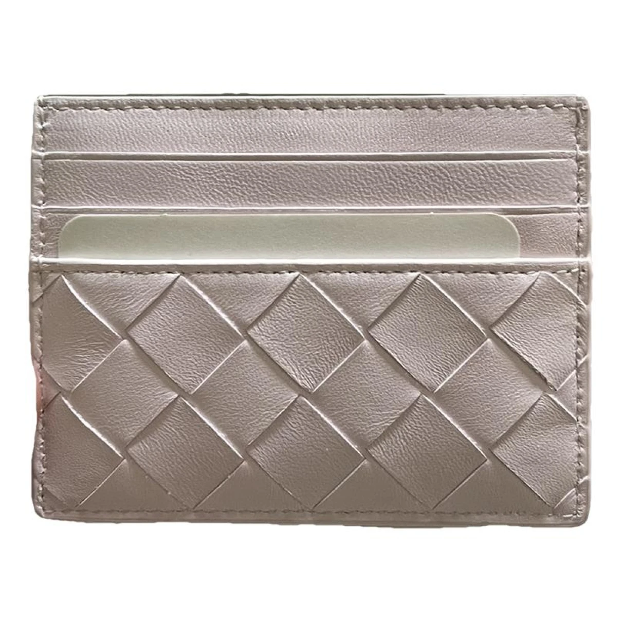 Pre-owned Bottega Veneta Leather Card Wallet In Pink