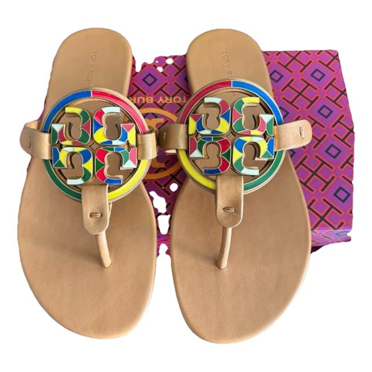 Pre-owned Tory Burch Leather Sandal In Multicolour