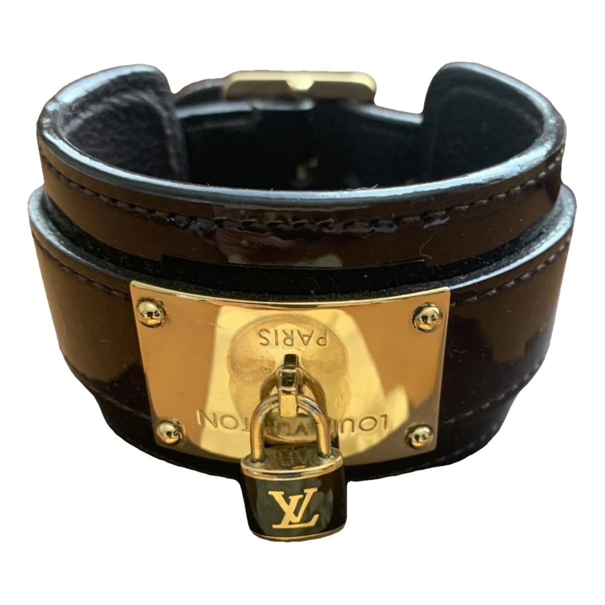 Pre-owned Louis Vuitton Leather Bracelet In Burgundy