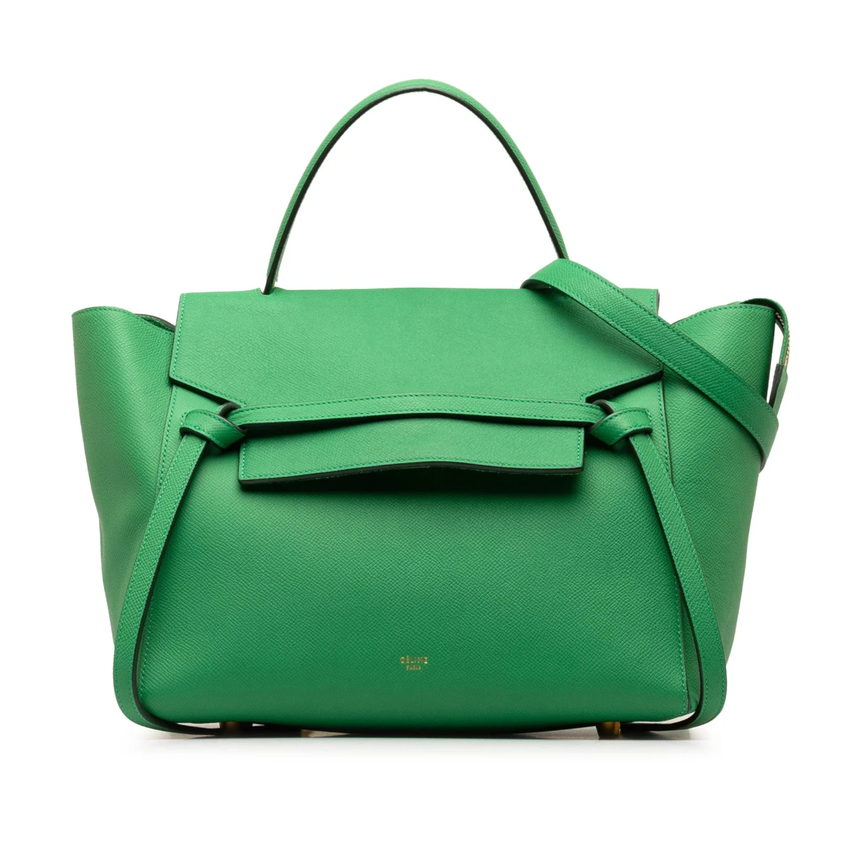 Pre-owned Celine Belt Leather Crossbody Bag In Green